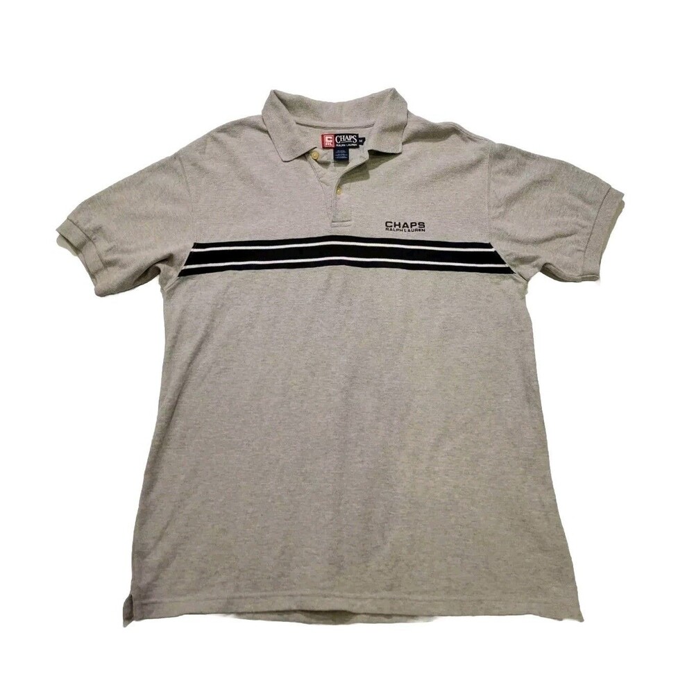 Vintage Preppy Polo Shirt Mens Medium Striped Chaps Ralph Lauren Y2K 90s Style